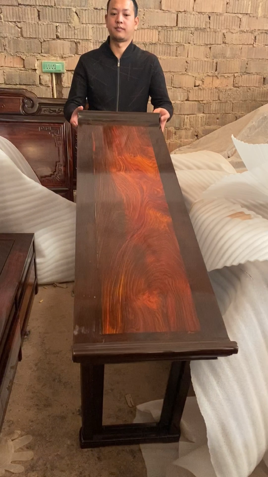 古典红木家具#大红酸枝独板平头案供桌