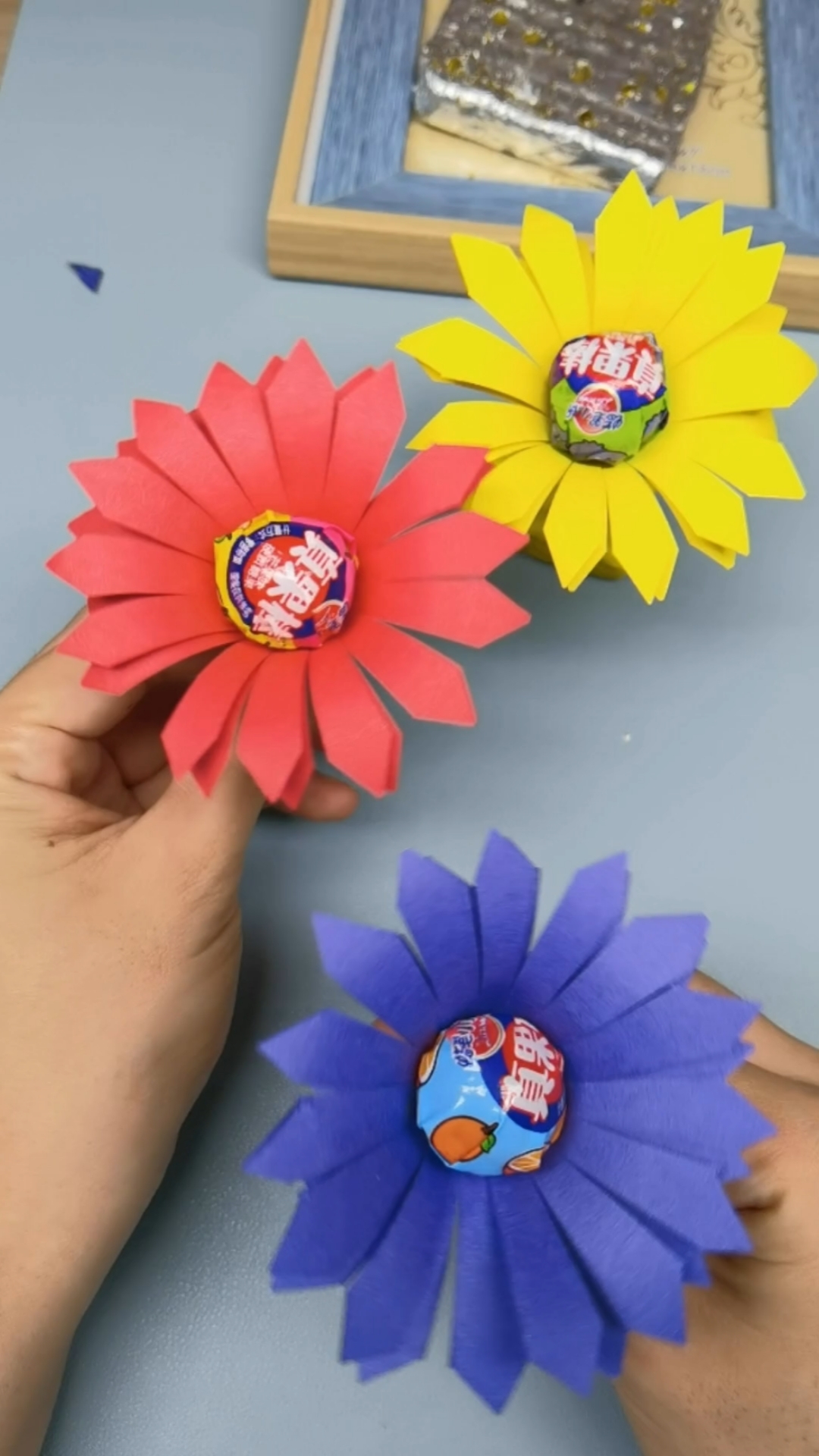 手工制作#六一儿童节礼物,自制花朵棒棒糖,小朋友太喜欢了,快点来