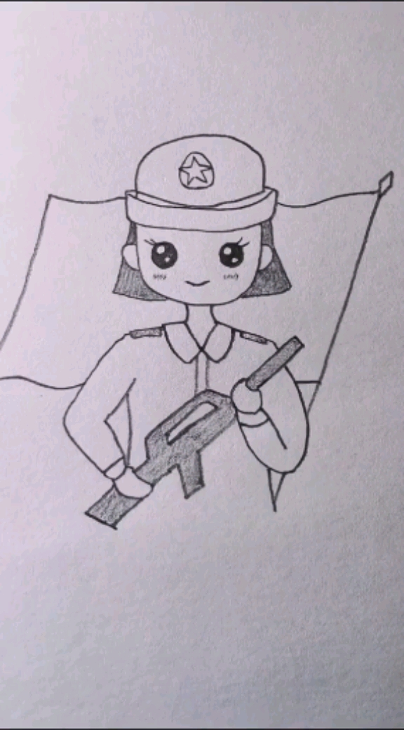 红军女战士简笔画图片