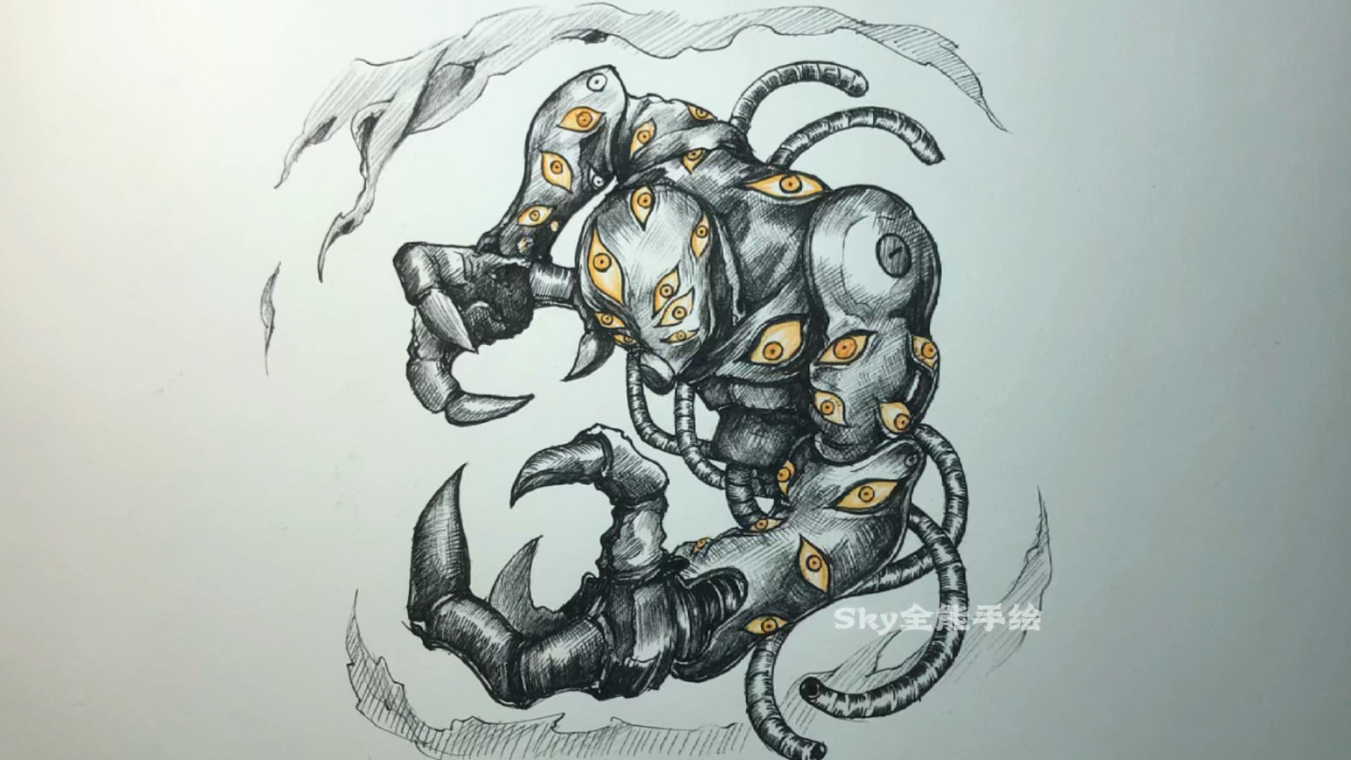 画画原来如此简单手绘jojo里面的替身普罗修特壮烈成仁过程技巧