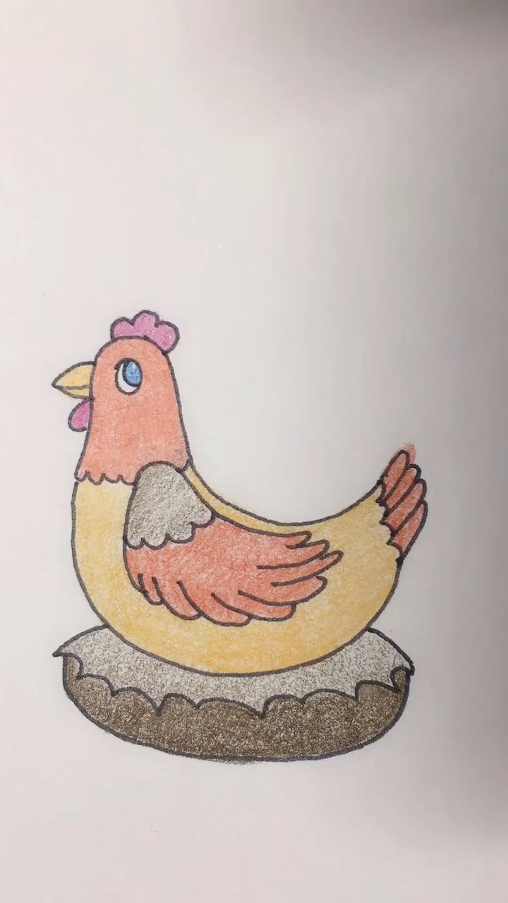 老母鸡简笔画彩色图片