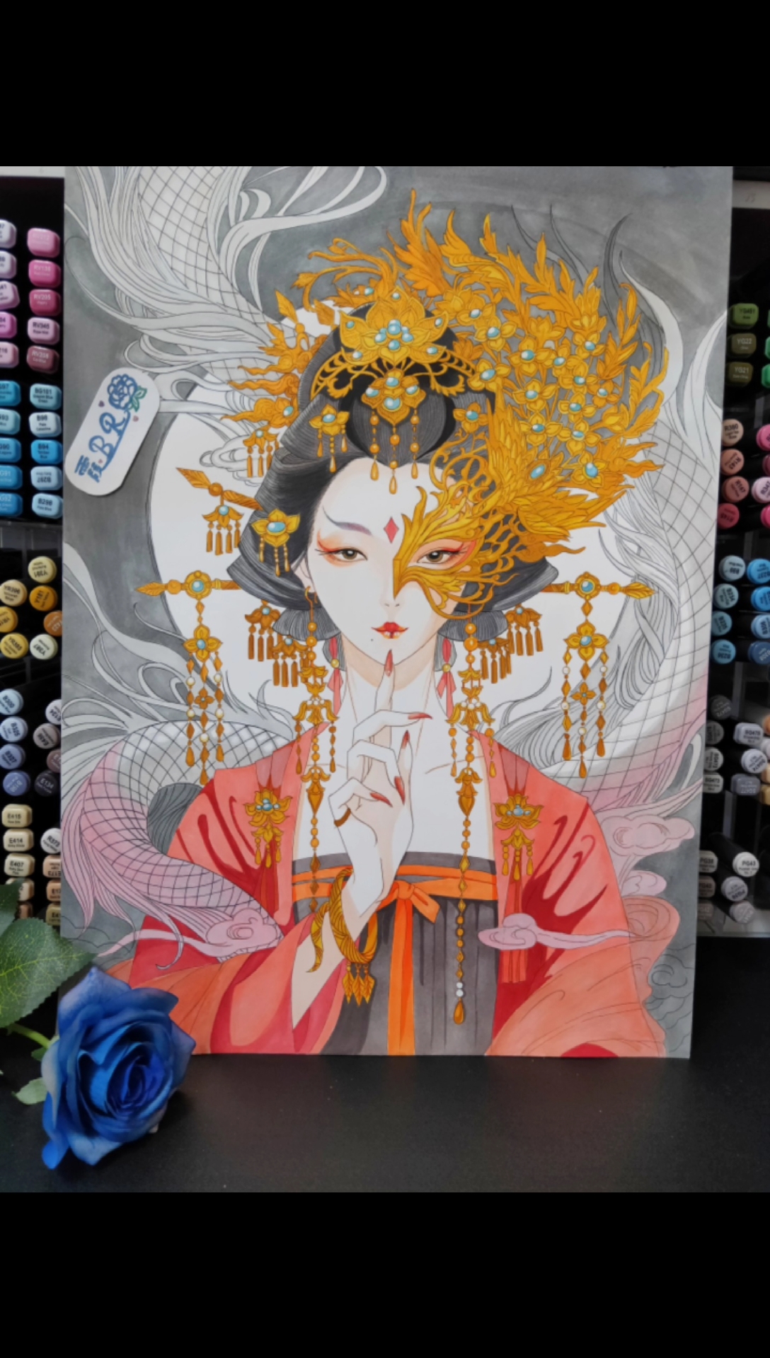 马克笔#古戈力半面妆容貌不同样了,#水彩#上色#手绘#画画