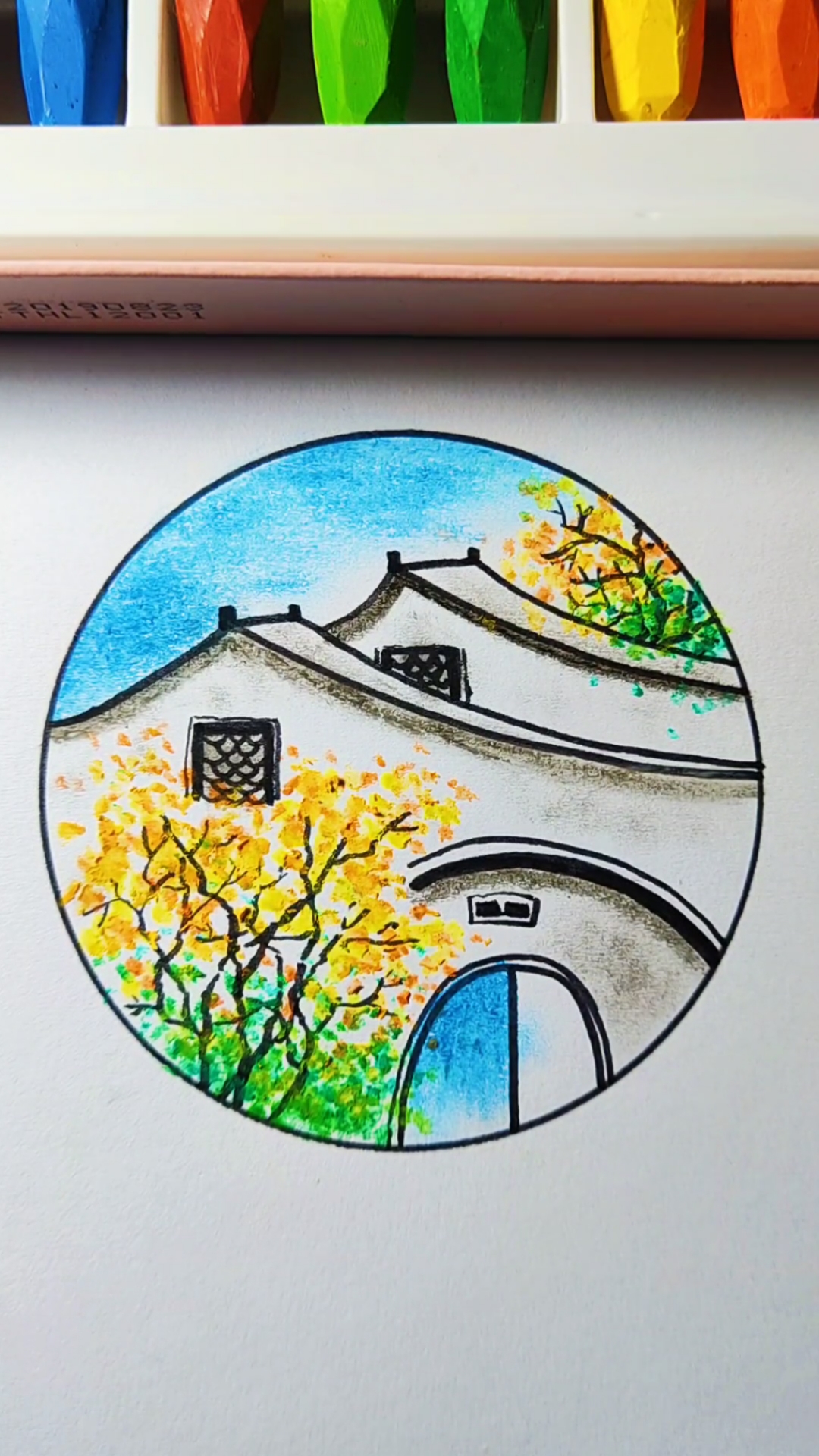 画画原来如此简单#油画棒画漂亮的风景,你学废了吗