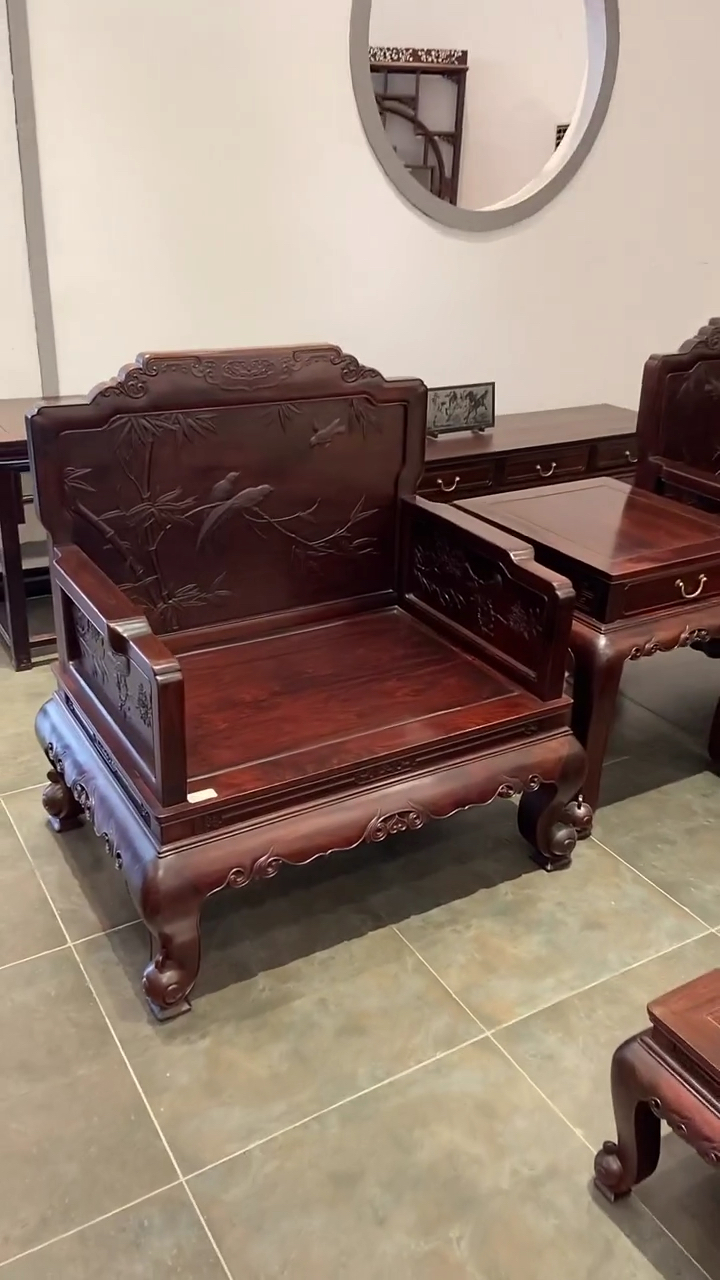 大红酸枝交趾黄檀#大红酸枝红木沙发,明式喜上眉梢大沙发