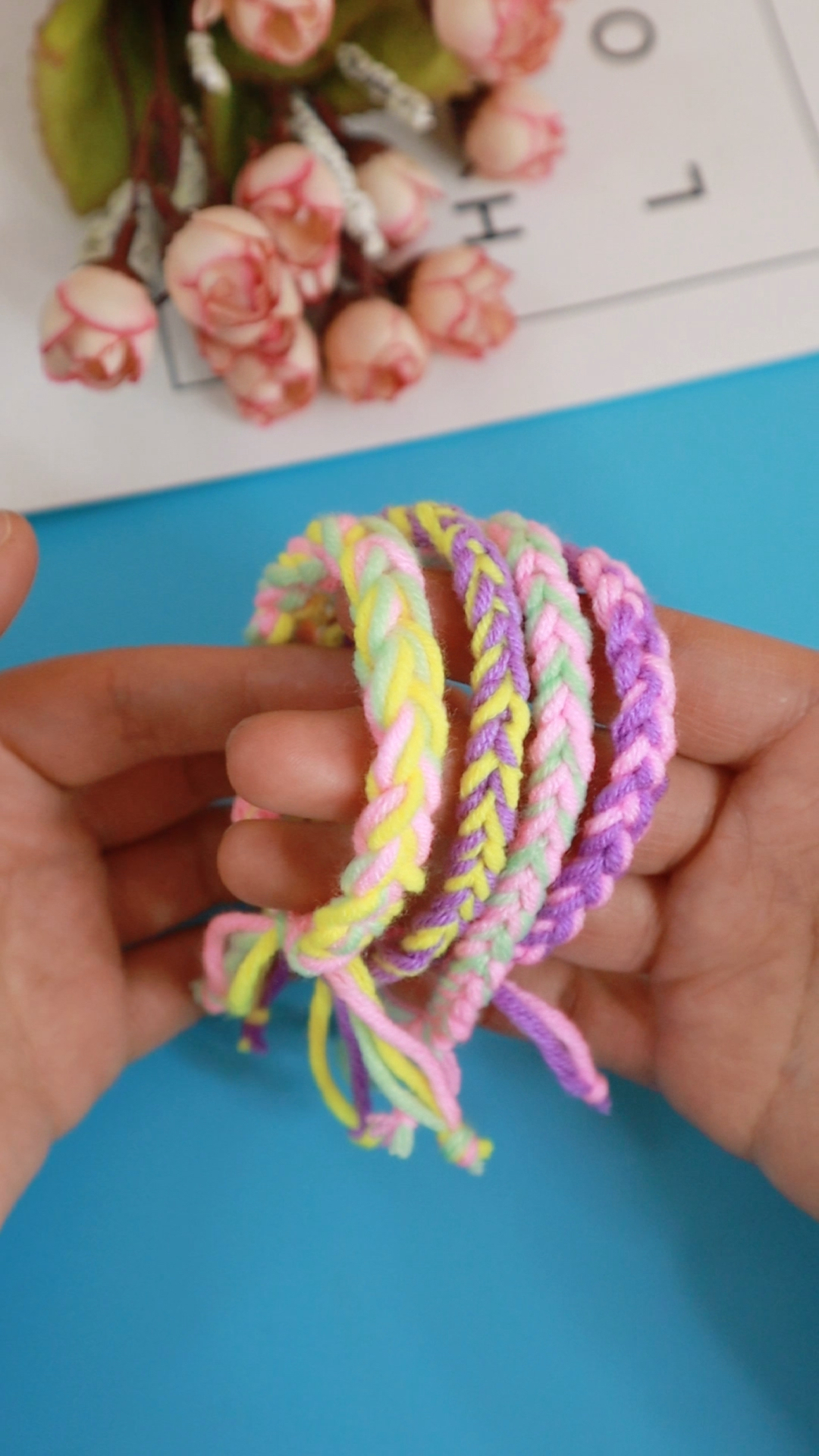 手工制作#毛线制作闺蜜手环,一起学一学