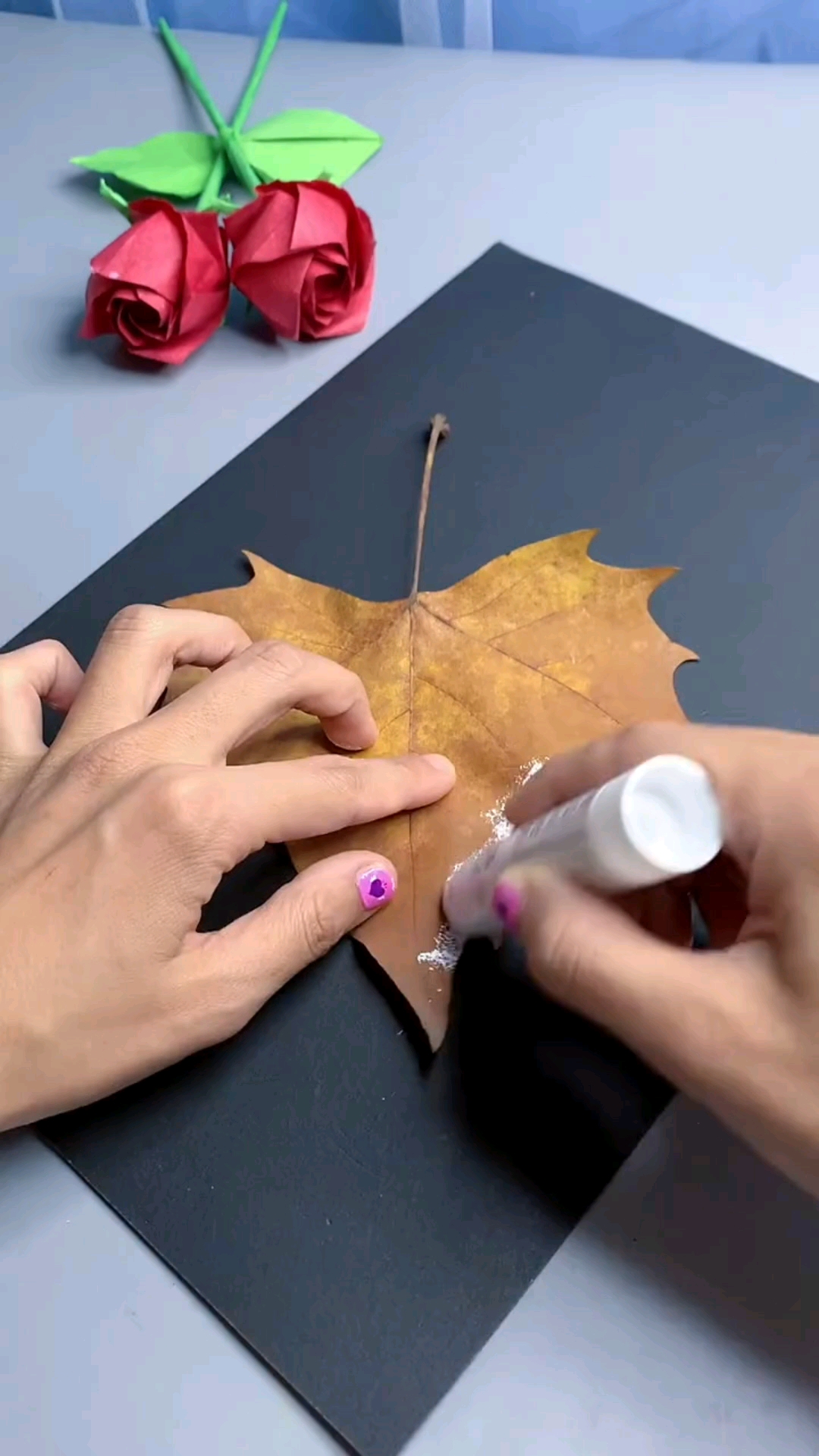 手工制作#路上捡到很多梧桐叶,可以画只可爱的狐狸