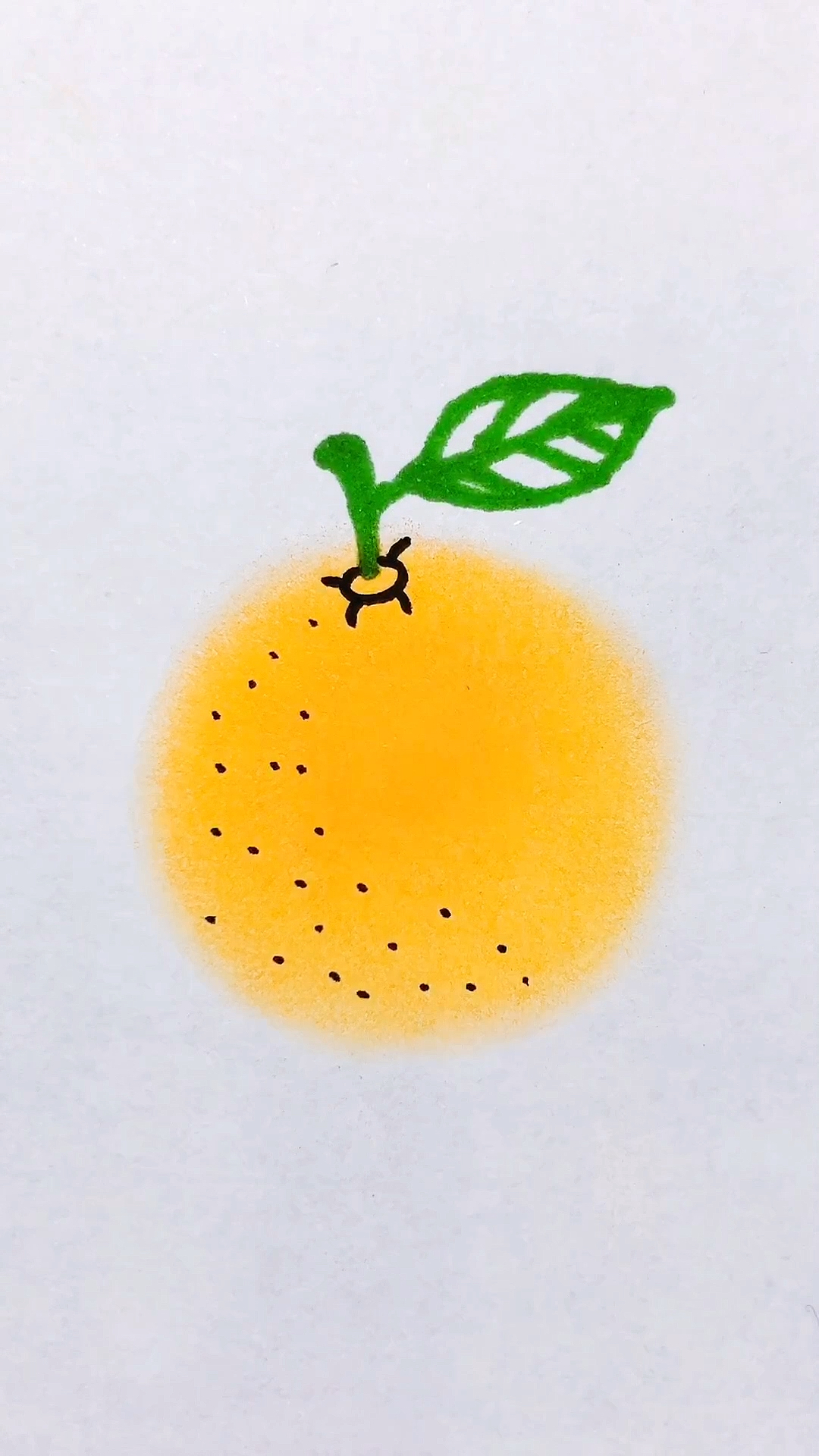 简笔画#色粉画橙子秒会