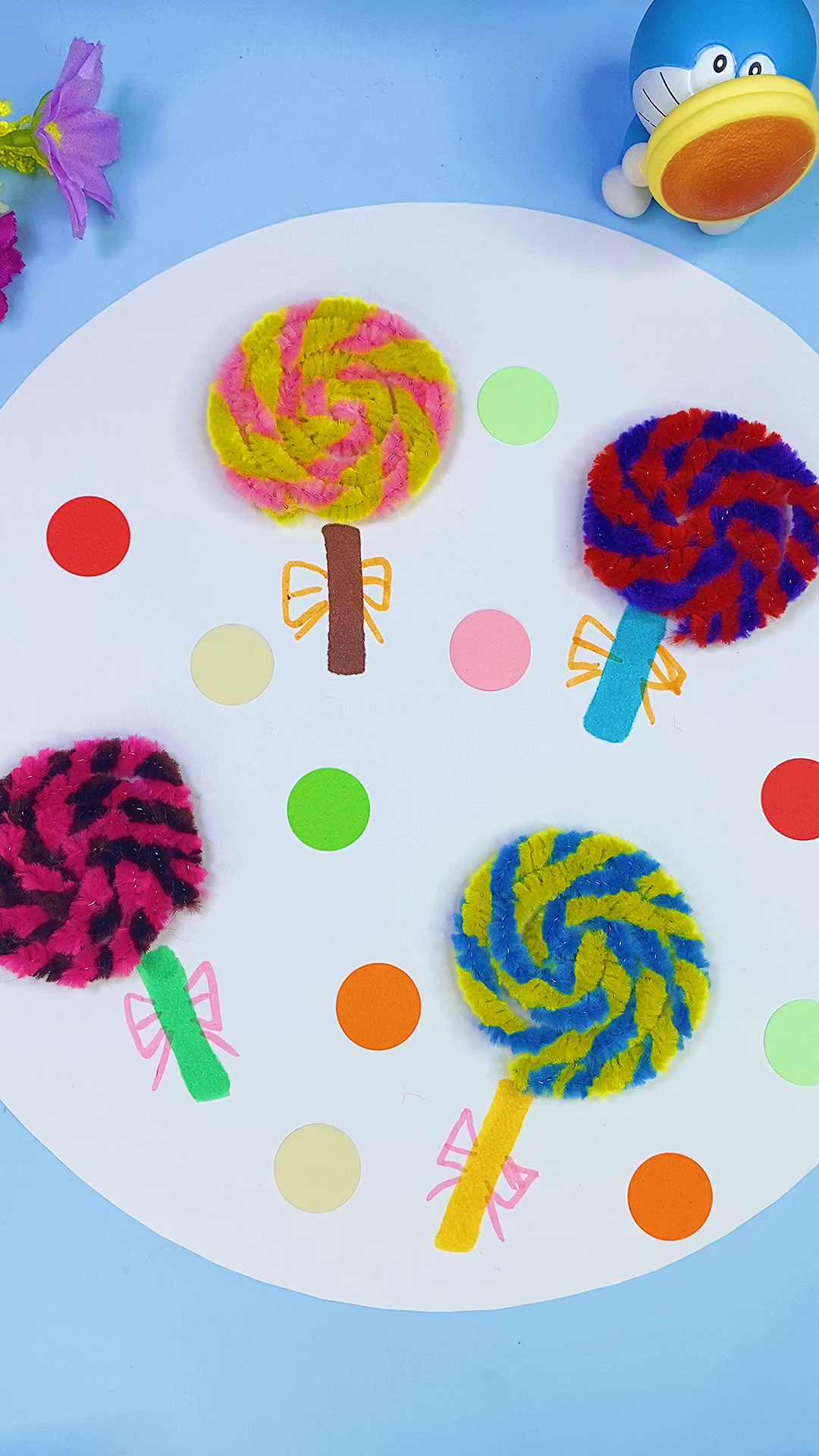 亲子手工#用扭扭棒做个棒棒糖97吧-度小视