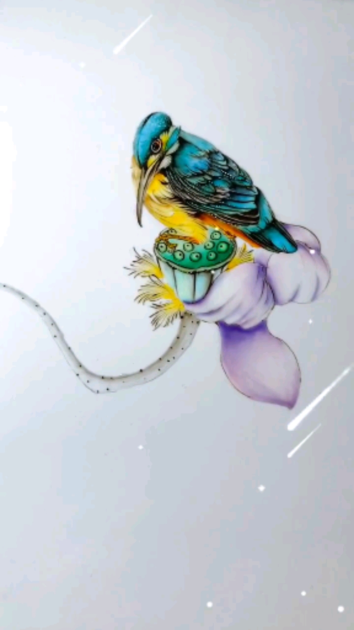 果酱画#芬染翠鸟