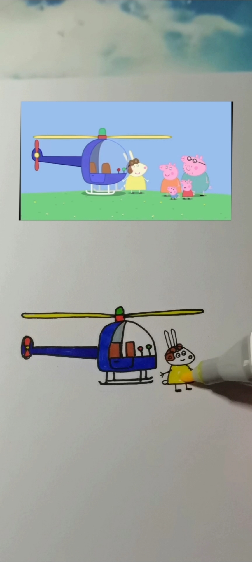 画画原来如此简单#兔小姐和她的直升机简笔画