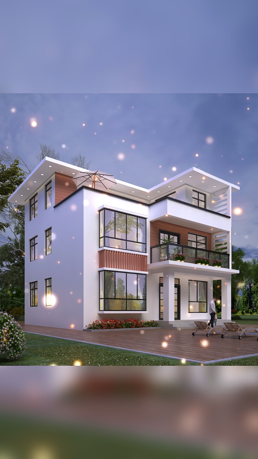 正方形宅基地,三层现代风别墅,造型美观,外观设计养眼.-全民小视频