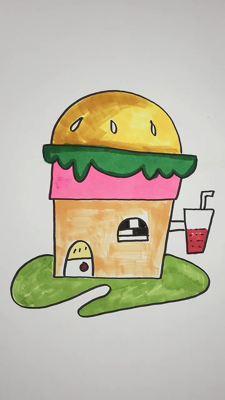 画画原来如此简单#汉堡房子-度小视