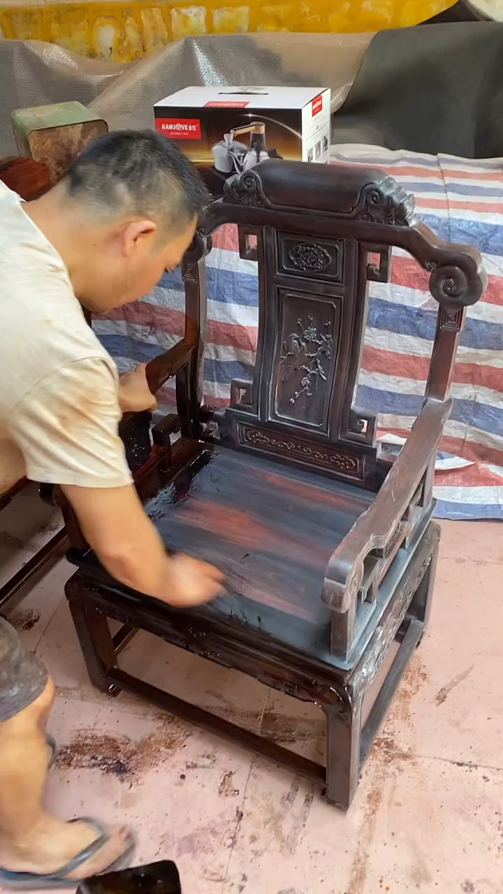 古典红木家具明式家具泡茶桌椅黑飘红老料纹理好看