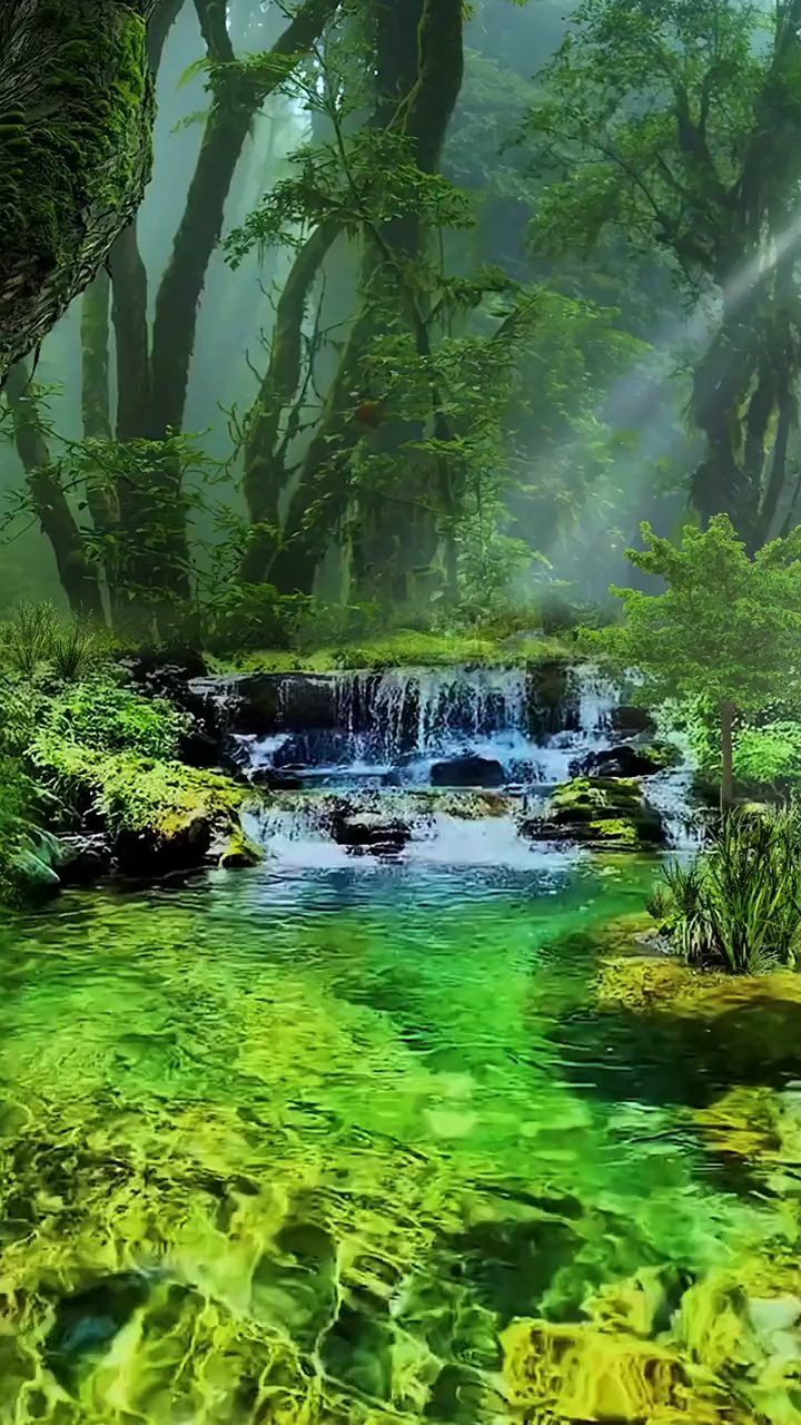 深山幽林鸟欢鸣潺潺溪流天籁言自然生态原始林悠悠岁月陪仙境