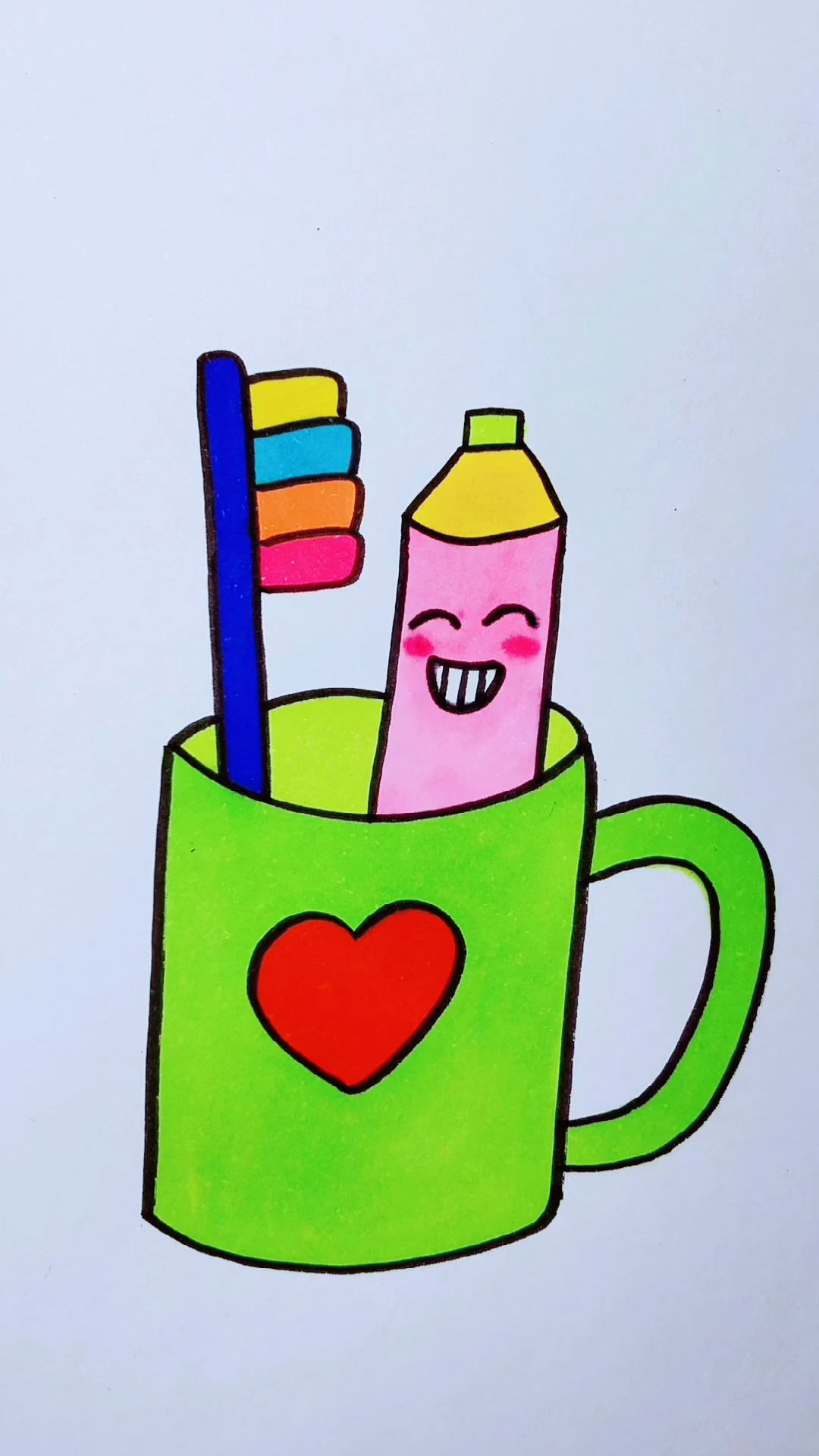 画画原来如此简单简笔画牙刷和牙膏