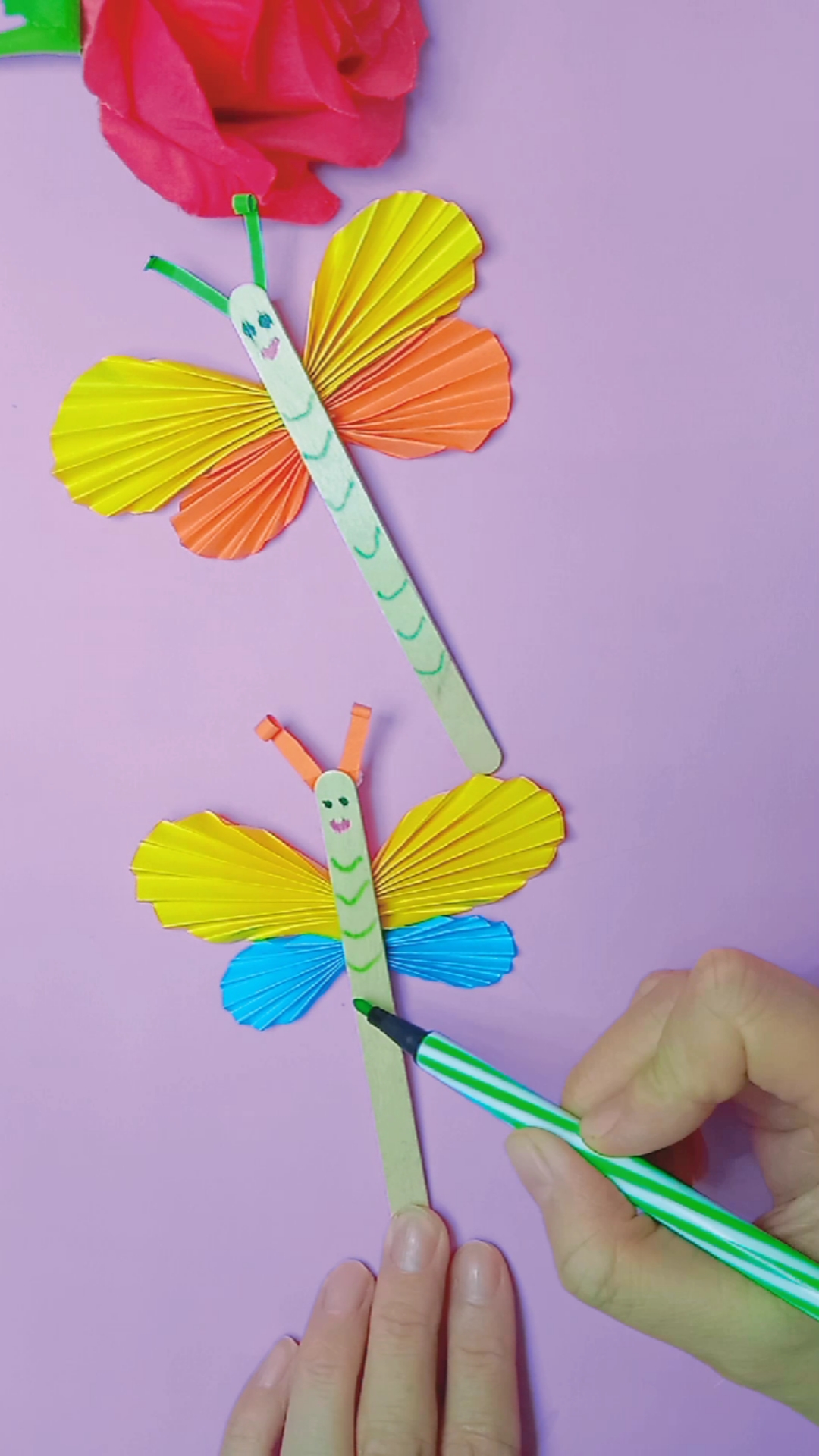 手工制作#一起做个可爱的折纸小蜻蜓吧!超级简单哦-度小视