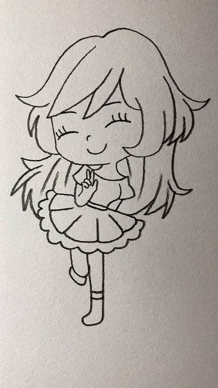 简笔画画美丽漂亮的长发女孩