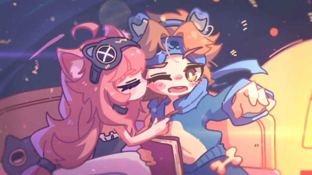 动漫#狗勾,你的晚安还没说呢王者同人q版王者孙策大乔cp板绘-度小视