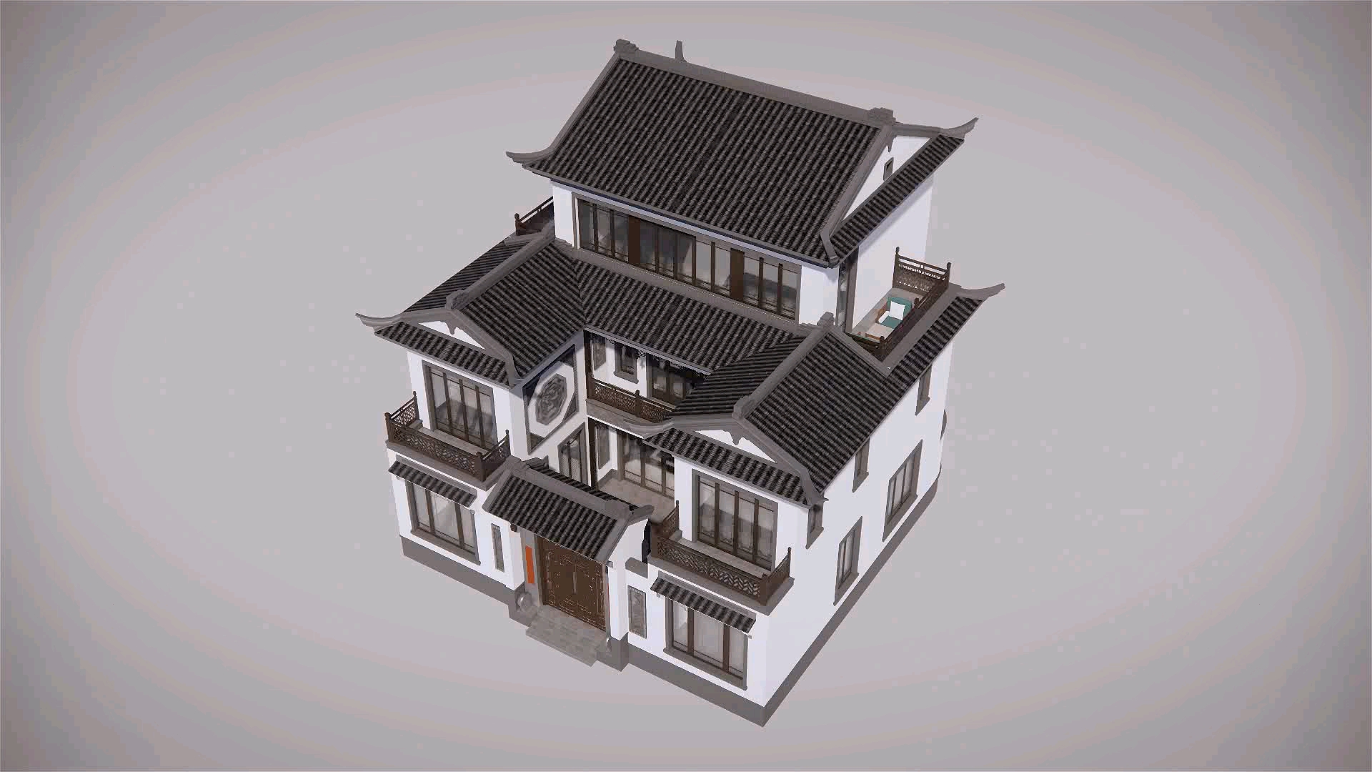 新中式农村自建房就这样的三层中式三合院占地一百多平米经典气派