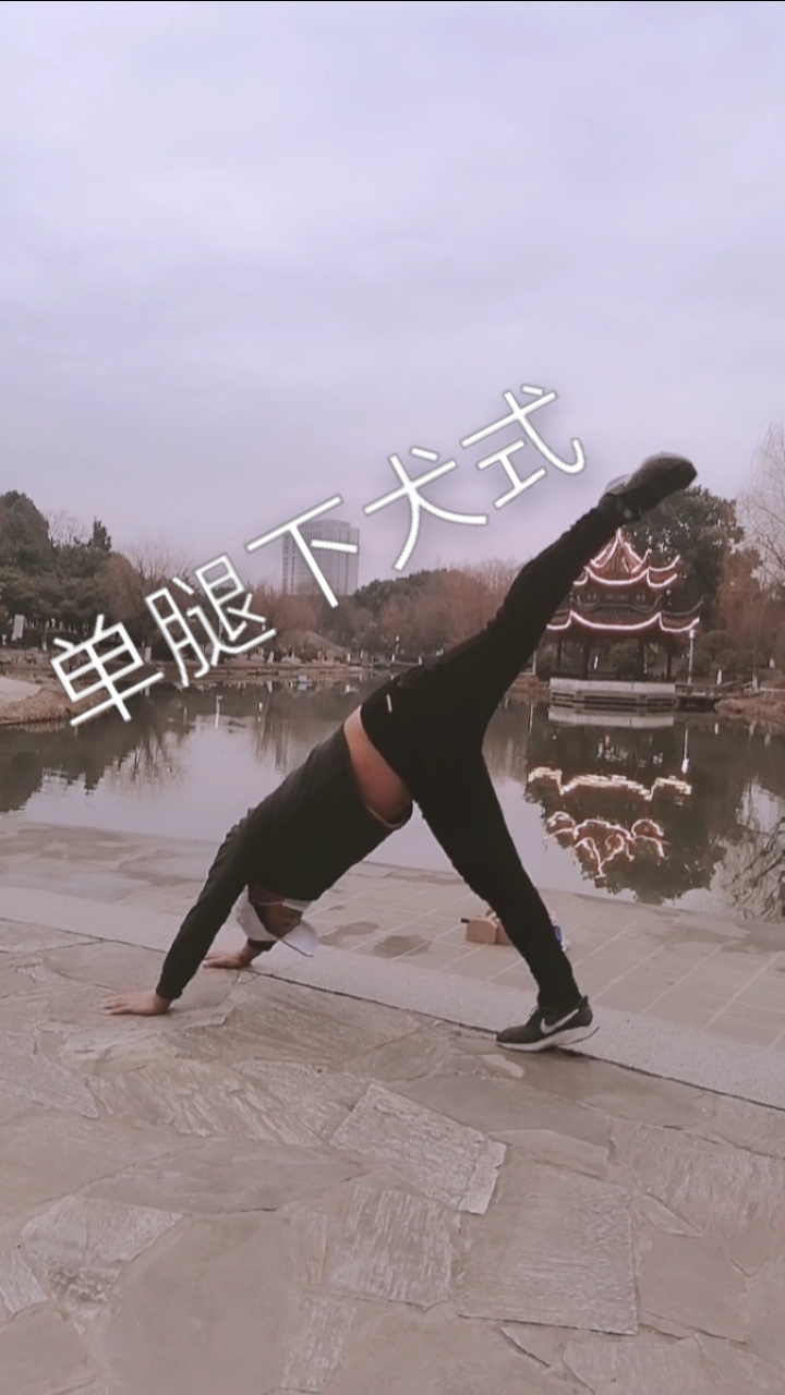 健身宁教练传递健身正能量#单腿下犬式