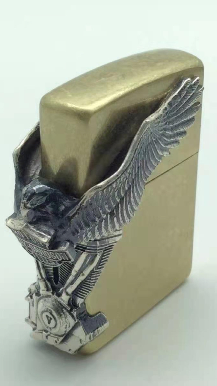 zippo打火机#静赏97哈雷金花沙大侧展翅鹰之美[色]-度小视