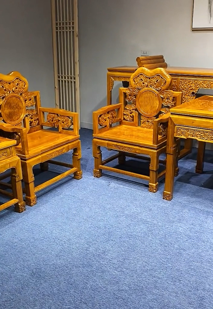 古典红木家具#金丝楠木中堂