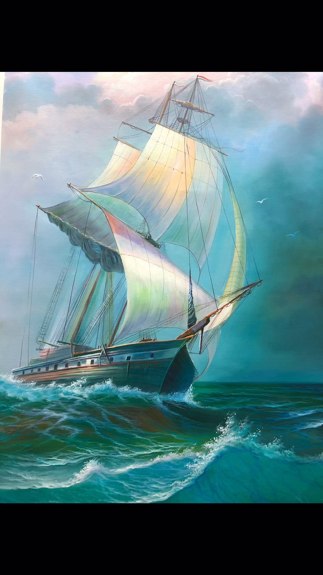 手绘油画#祝愿大家乘风破浪一帆风顺