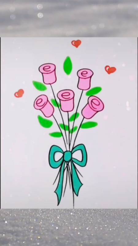 画画原来如此简单#画一束玫瑰花,喜欢的收藏起来慢慢画哦