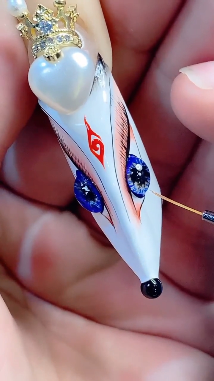 美甲#彩绘狐狸头好美