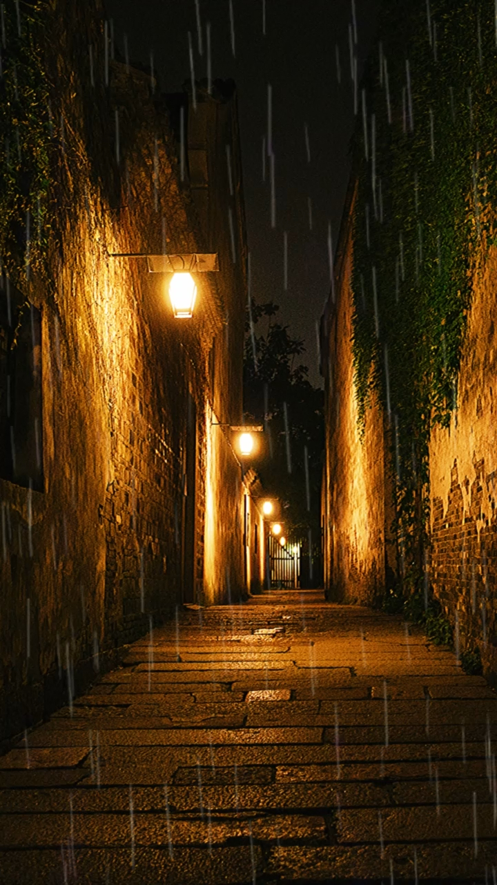 异乡的春节#常常在想,是怎样的人喜欢夜晚下着雨的巷道