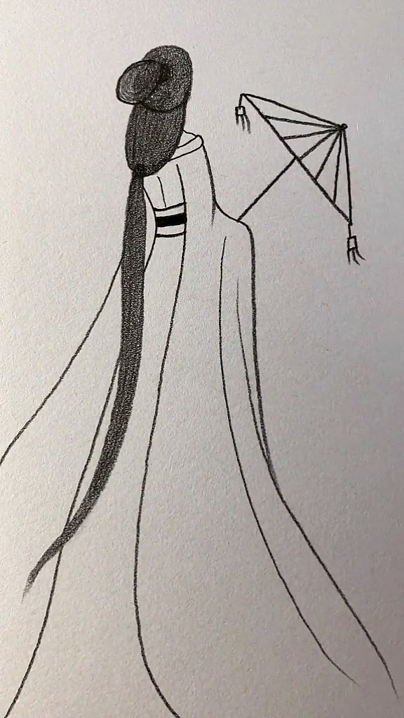简笔画#画古风美人背影