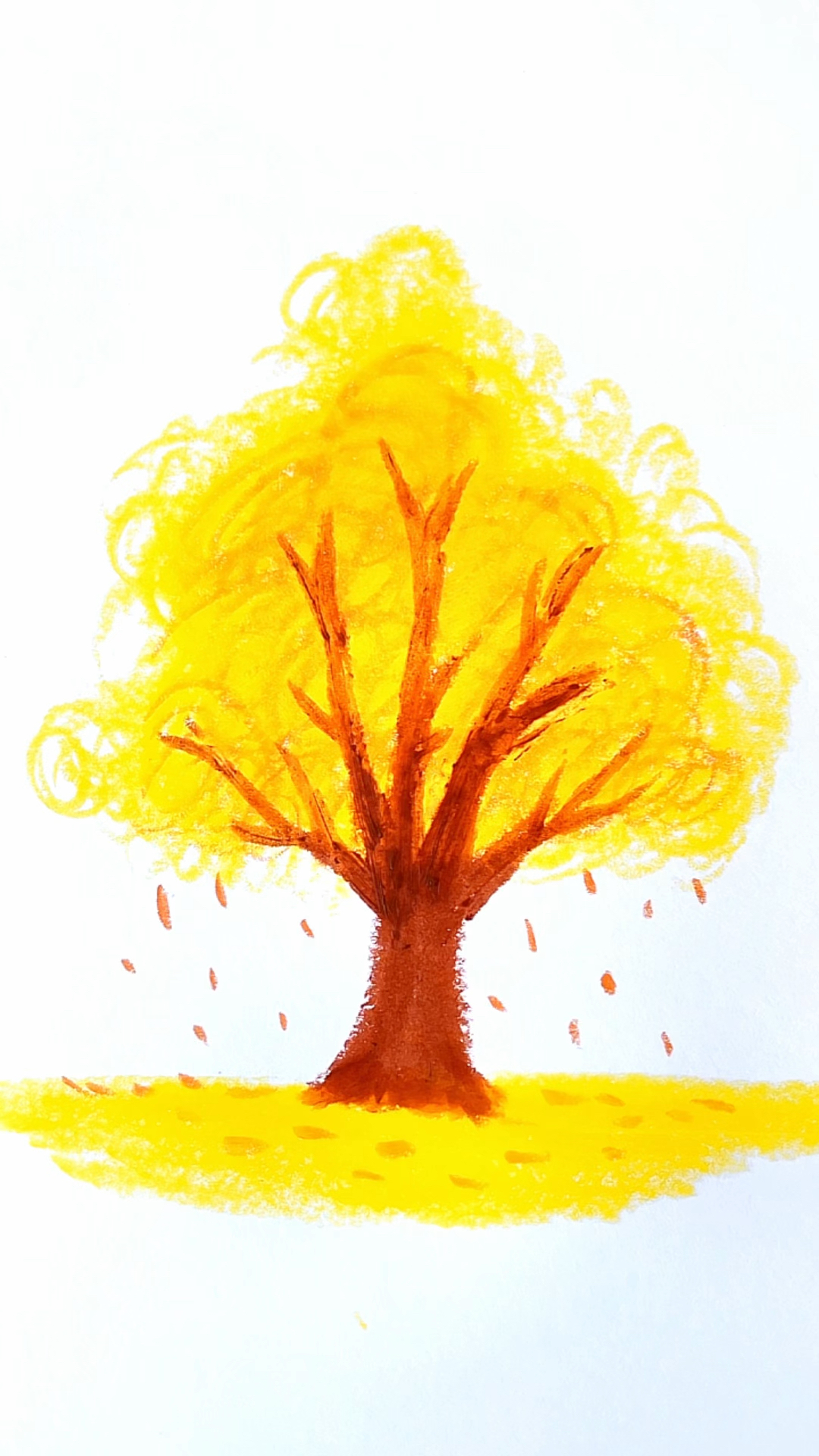 秋天的树简笔画 彩色图片