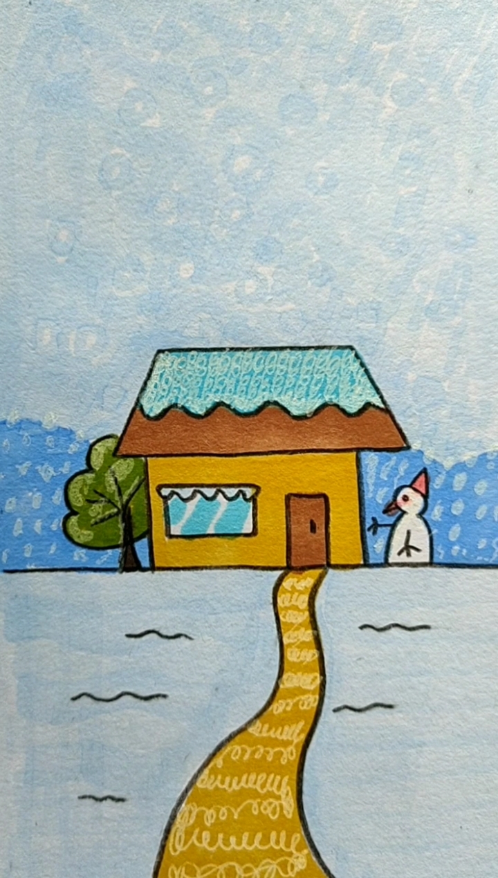 教大小朋友们画雪中的房子!送给天下所有的父母!一生平安