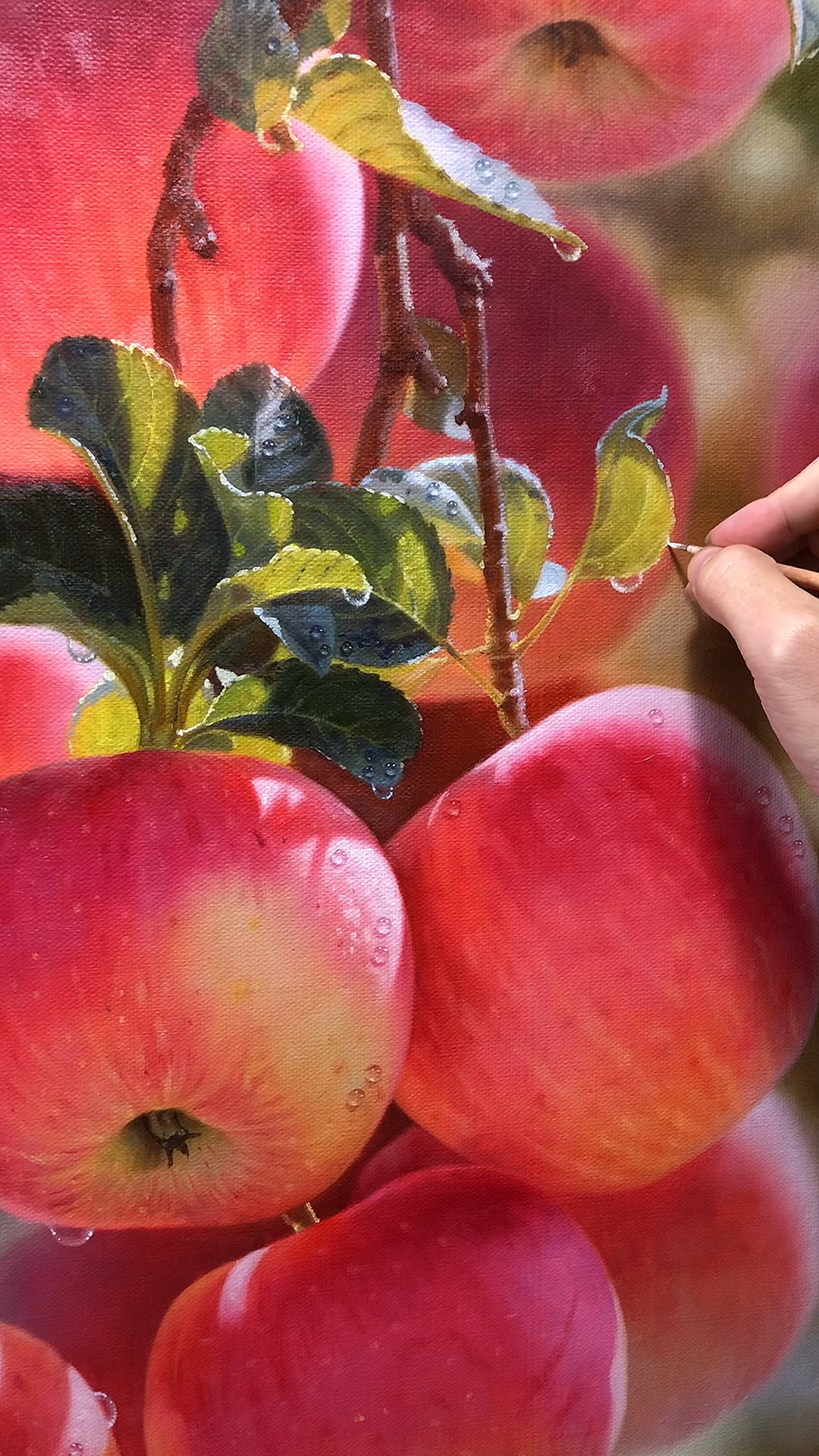 绘画红红的苹果丰收的季节油画