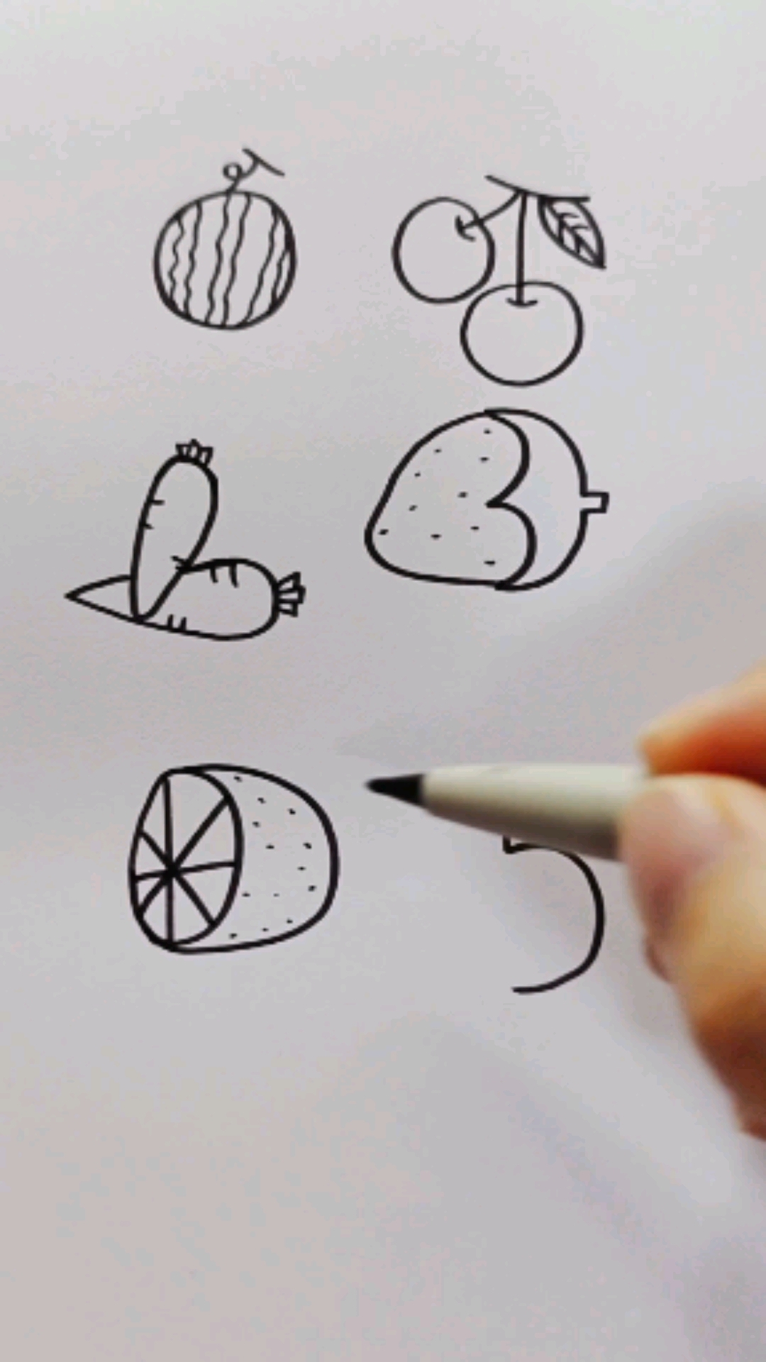 简笔画用数字画瓜果数字创意画0到5