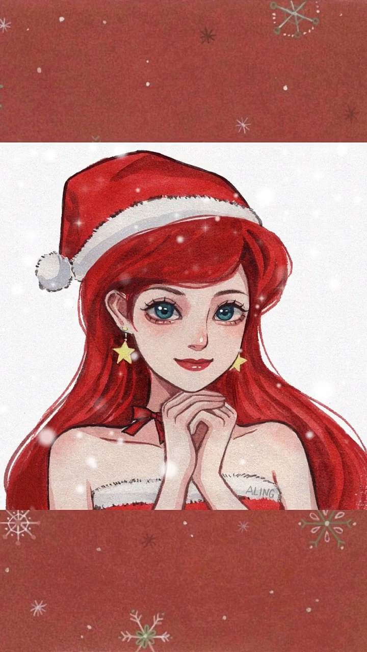 迪士尼公主#见过穿圣诞服的爱丽儿吗