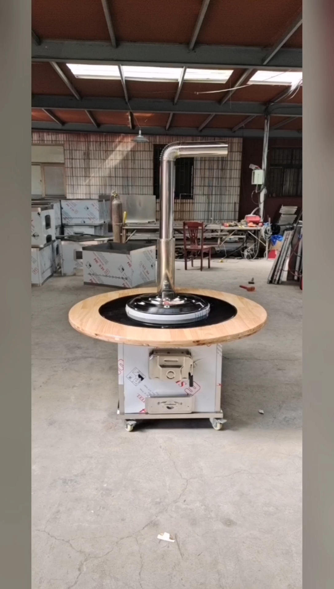 不锈钢移动铁锅灶台#精品加配1.3米圆桌面灶台