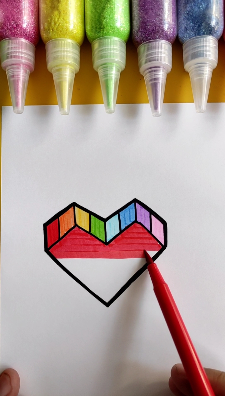 简笔画#简笔画立体桃心