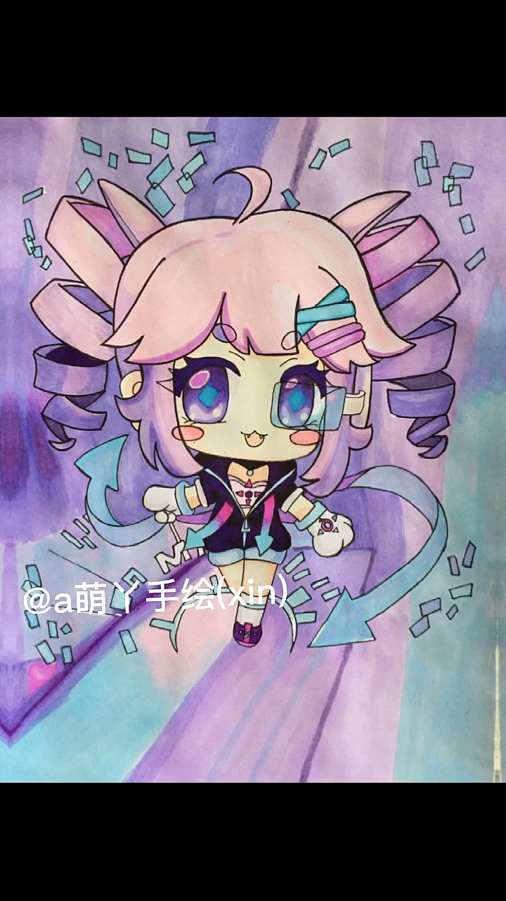 迷你世界#迷你世界二创q版铃音手绘画线稿勾线绘画教程过程画画#原来