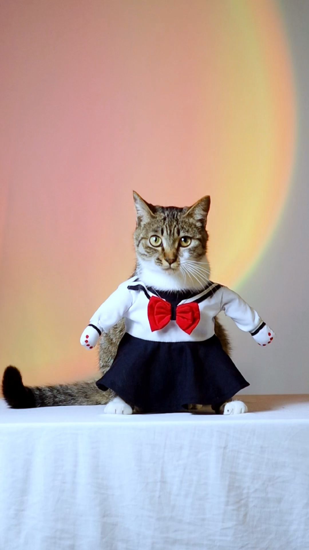 家有萌宠#小猫咪也要穿上校服去高考了鸭,可这个姿势也太豪放了吧