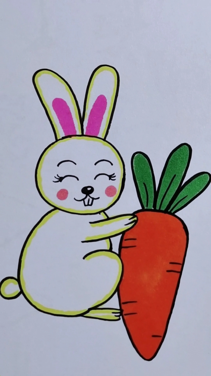 数字0123画小兔子吃萝卜