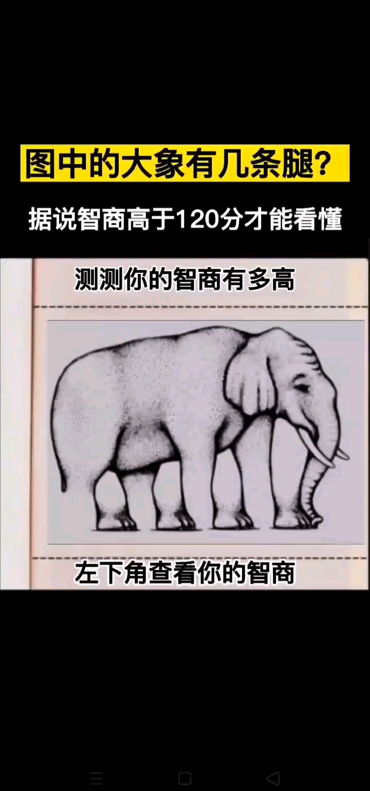 趣味小测试#图中大象有几条腿
