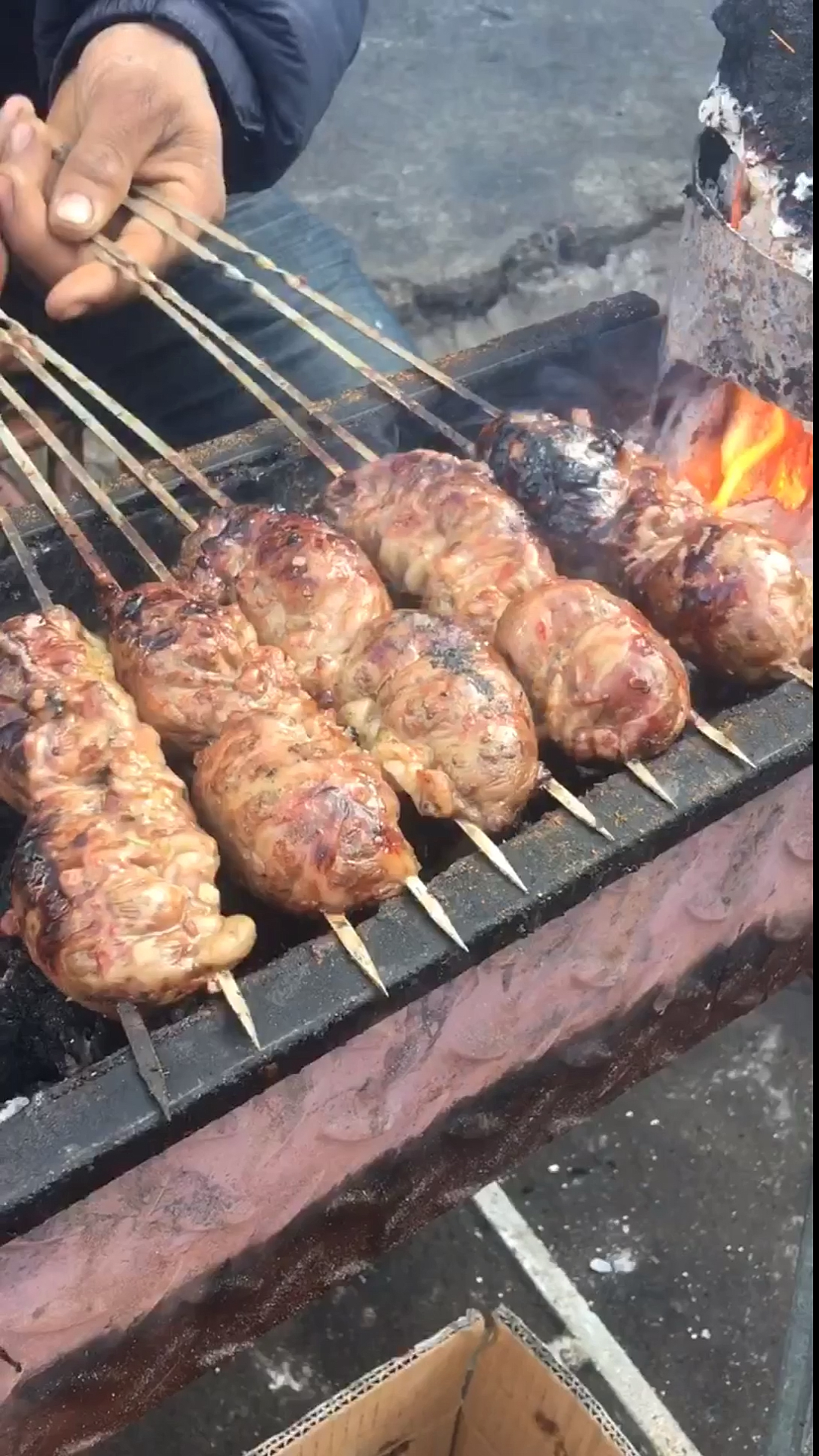 家乡特色美食#在新疆,像这样一串两个的烤塞皮,三块钱一串,你觉得贵