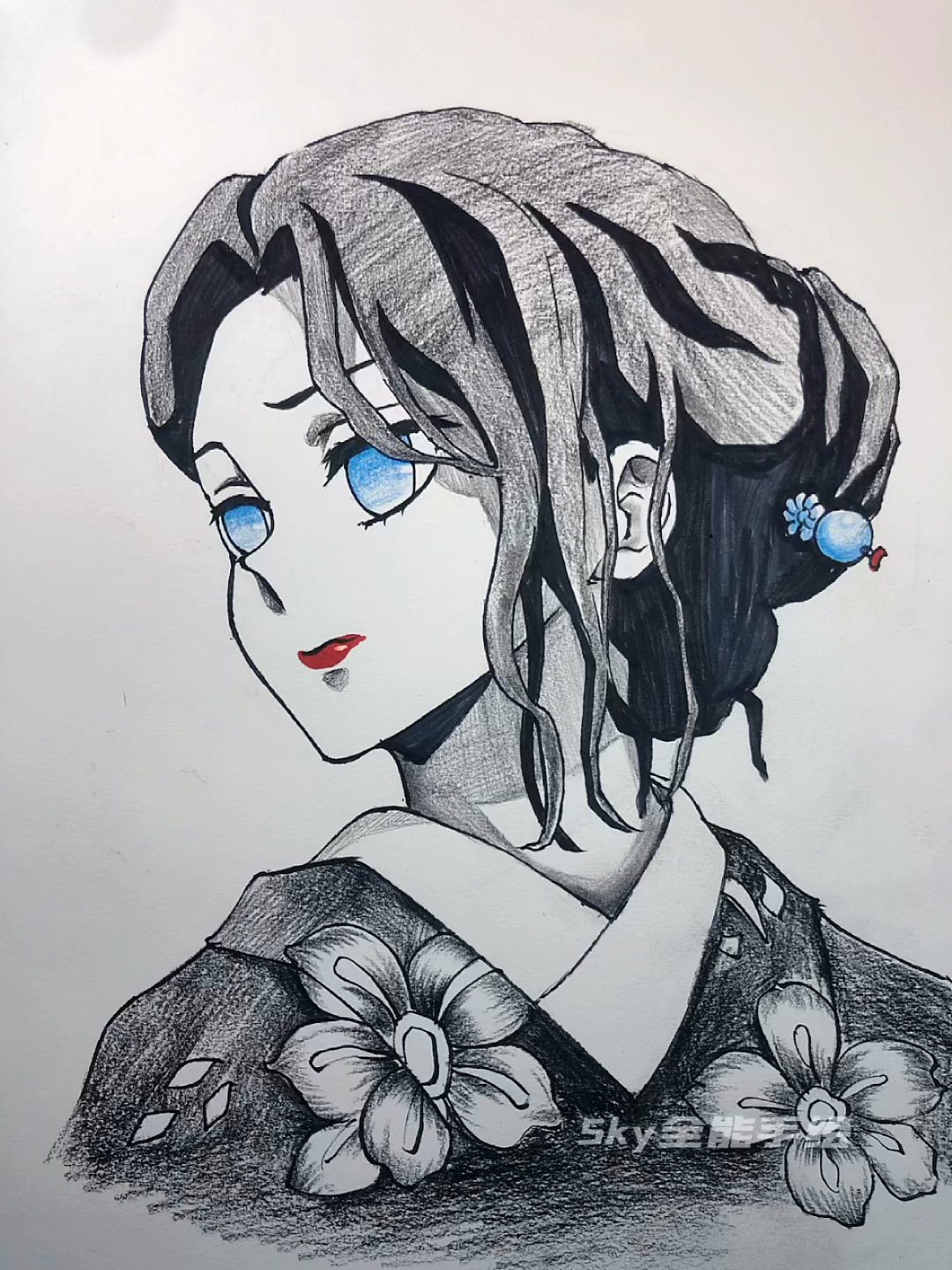 画画原来如此简单#鬼灭之刃动漫人物珠世小姐