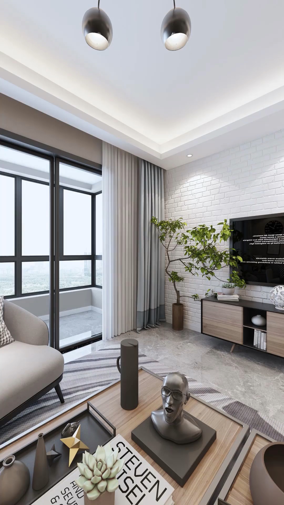 装修参考效果图资料#北欧风格客餐厅全景效果图