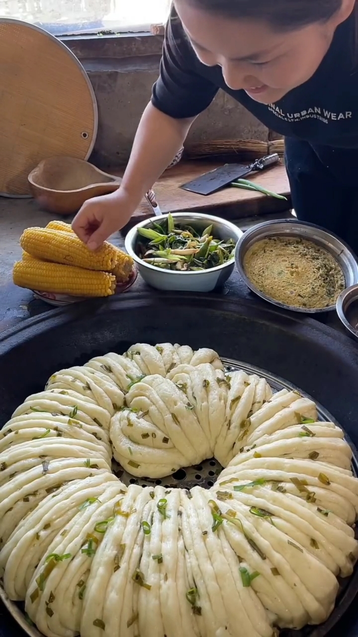 記錄農村生活美食!大花捲鬆軟好吃!