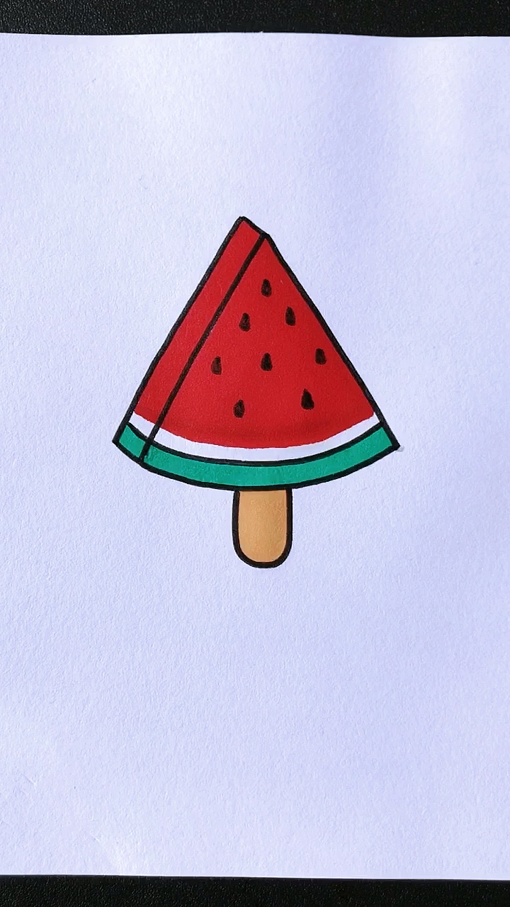 简笔画#西瓜雪糕