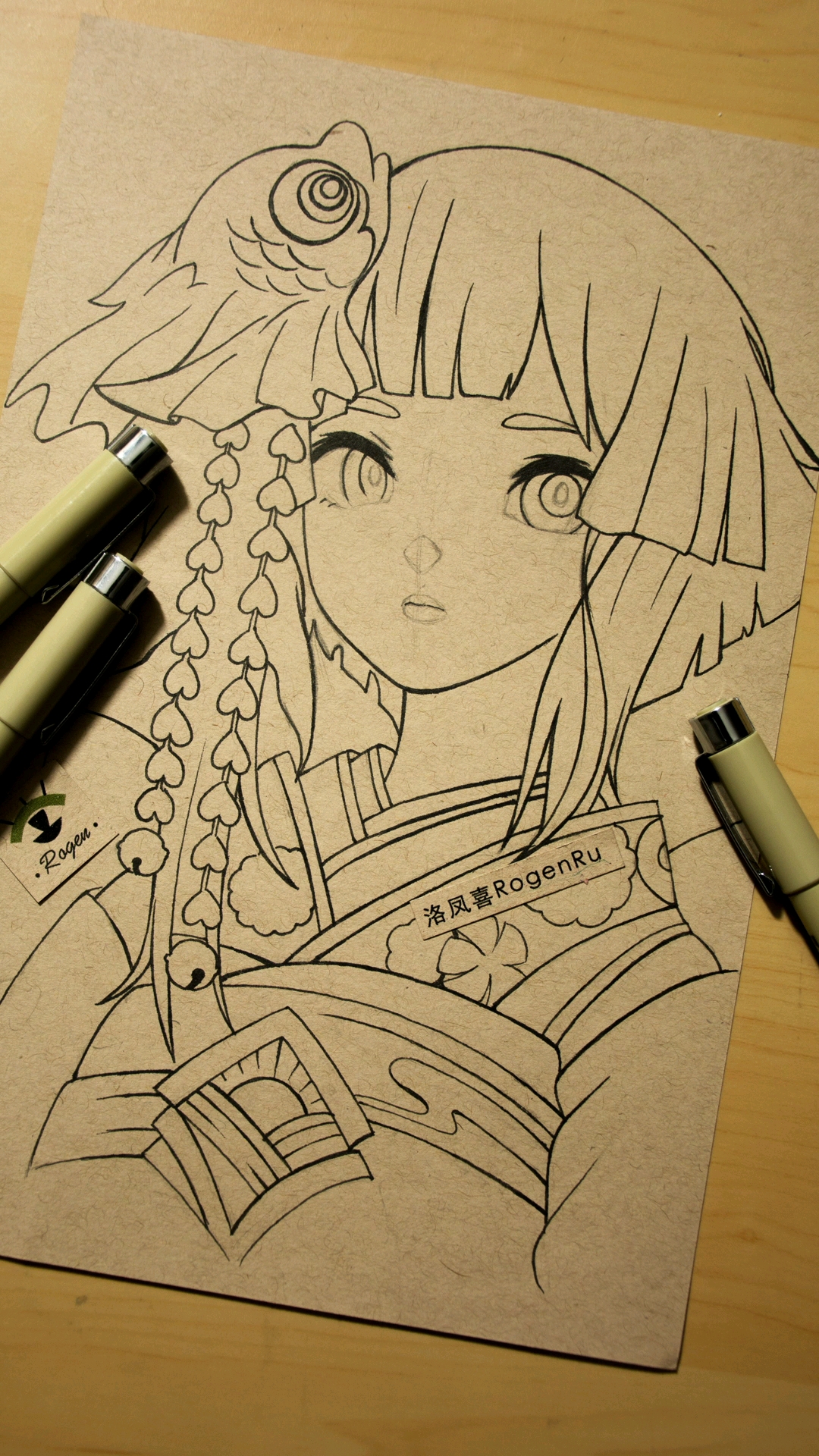 年货好物节#《阴阳师》神乐,漫画人物勾线