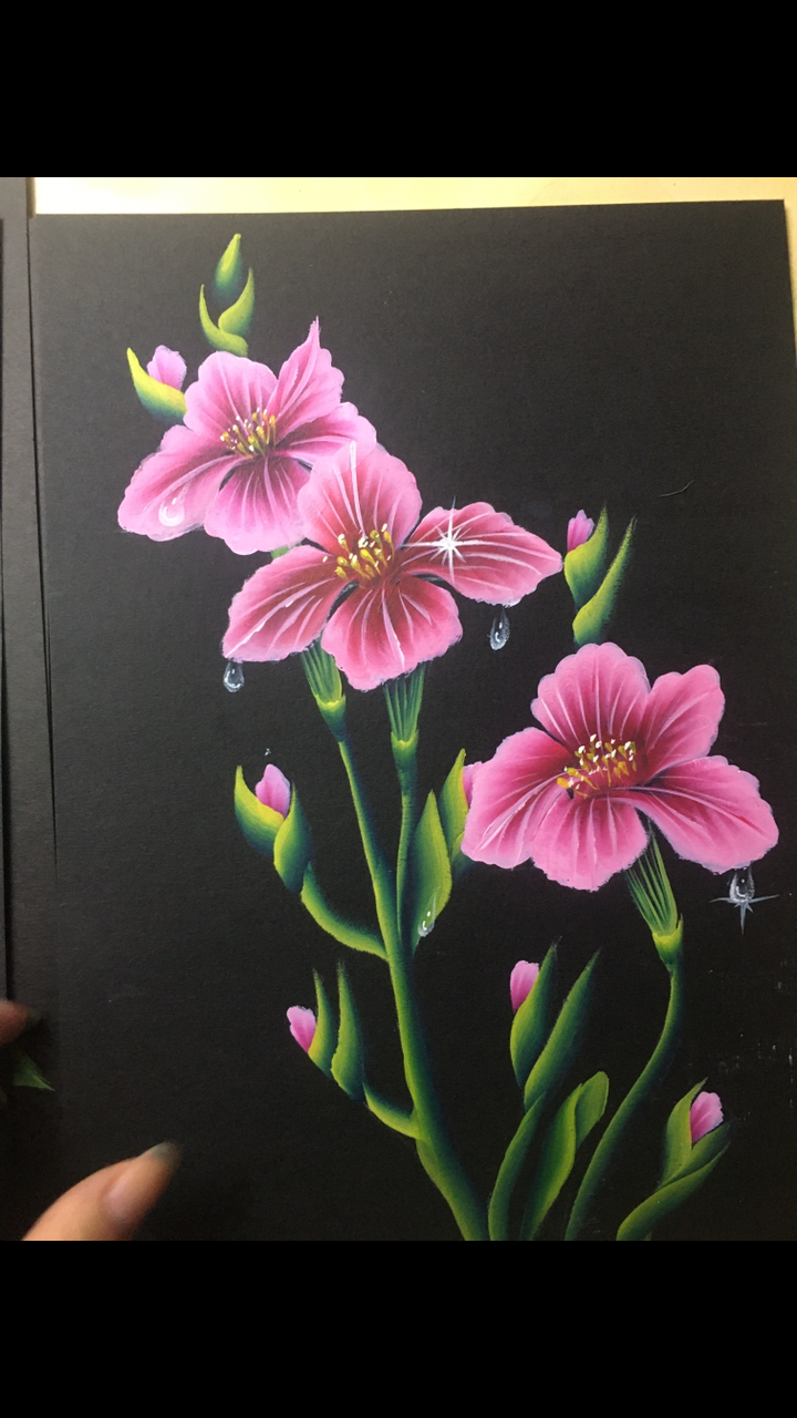 彩绘#花悦颜排笔彩绘荷花百合菊花牡丹牵牛花玉兰花叶子调色教程基础