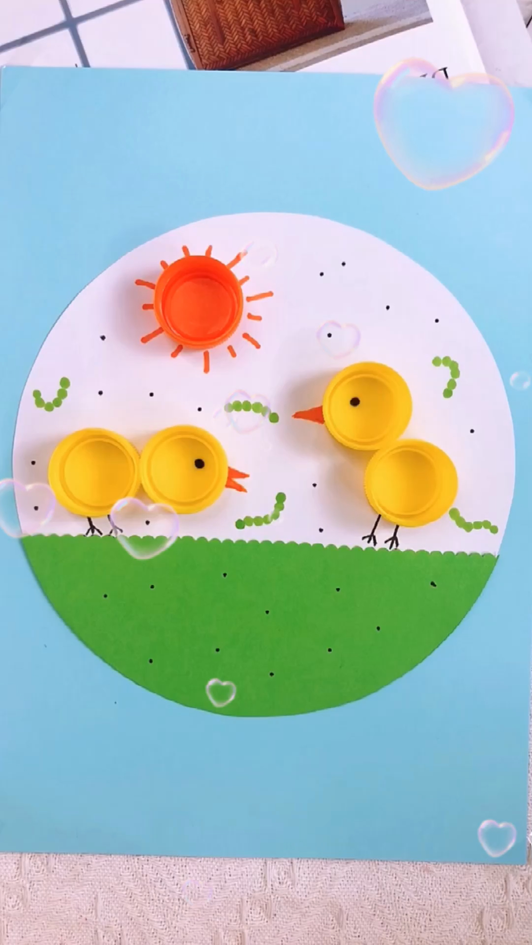 手工制作瓶盖还可以做可爱的小鸡